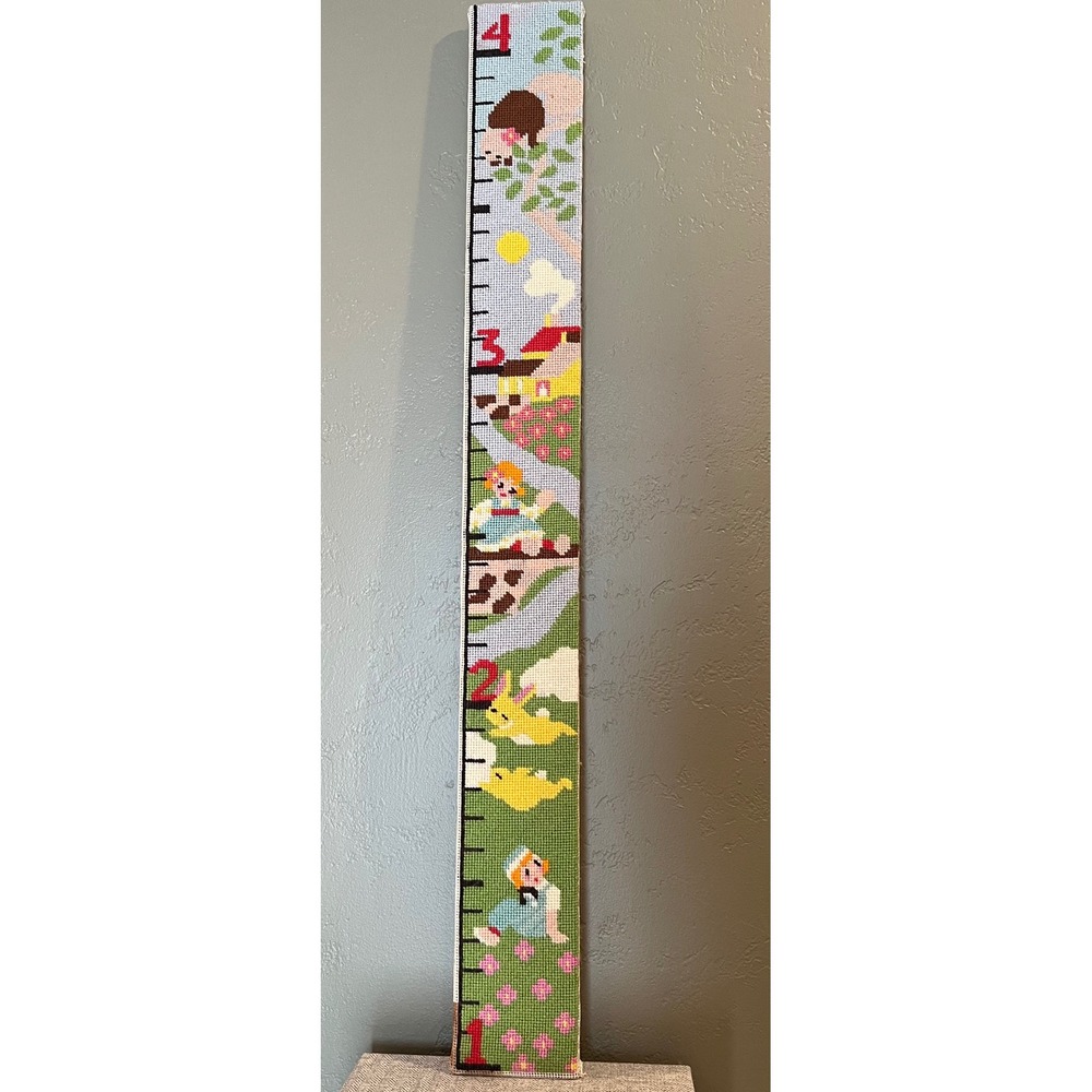 Vintage Brunswick Needlepoint Growth Chart Kids Wall Hanging Nursery Decor 42in